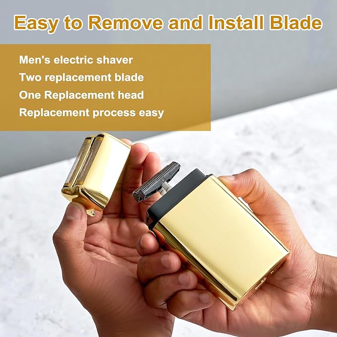 Replacement Foil and Cutter Head - Compatible with Baby*liss Foil Shaver，Double Foil Shaver Replacement Head, Compatible with BaBy*lissPRO trimmer Barberology FXFS2 Electric Razors(Gold)