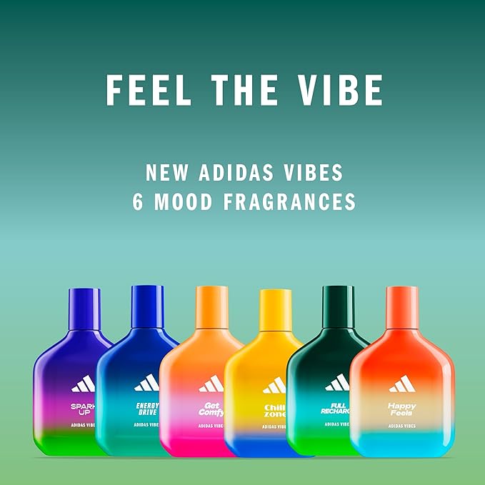 Adidas Vibes Full Recharge Eau de Parfum 1.6 fl oz (Pack of 1), Notes of Fougere, Cedar, and Sage, Unisex Fragrance, Long Lasting, Sporty Fragrance, Travel Size