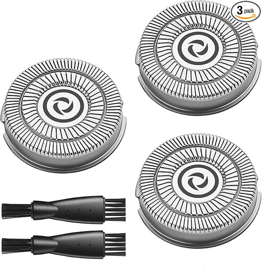Electric Razor Blades Replacement for Pritech Electric Shaver rsm-1505 Replacement Heads, 3 Replacement Blades(Blades Only), 2 Cleaning Brush