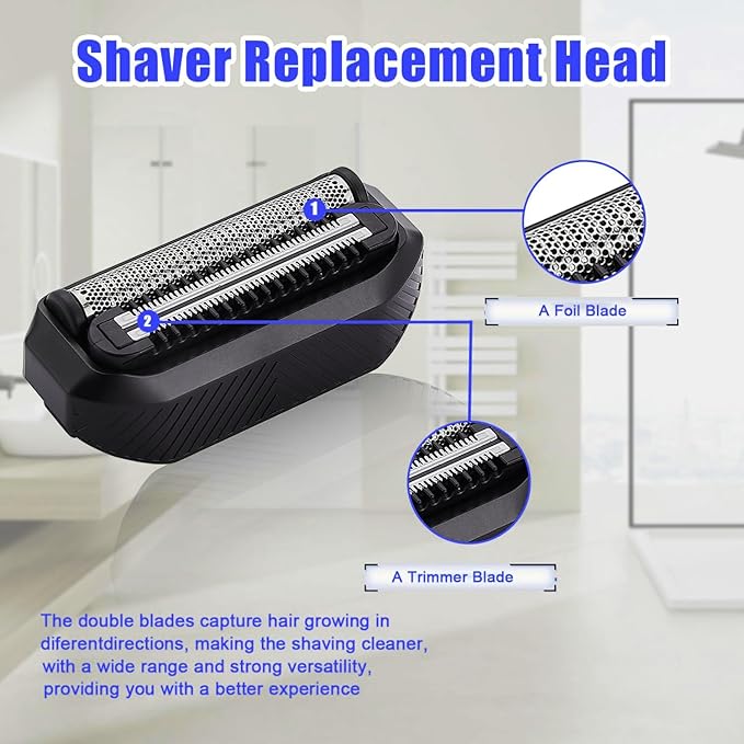 Pro Head Shaver Replacement Blades Compatible with MANSCAPED The Handyman，Long Hair Leveler and Foil Blades for Portable Men's Travel Facial Hair Comb (2 pack)