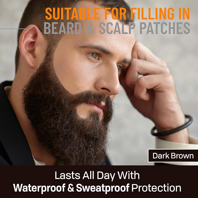 FOLLICLE BOOSTER Beard Pen Filler Styling Kit for Men - 3-in-1 Filling Set with 4-Tip Fork, Normal Pencil, and Brush - Waterproof, Sweatproof & All-Day Hold - Brown