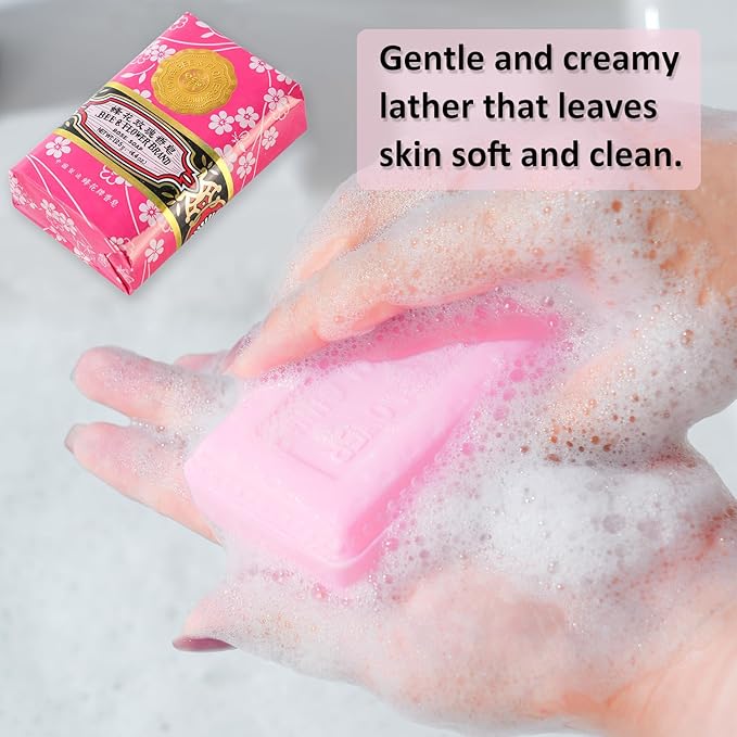 Bee & Flower Soap Bar Rose Soap Moisturizing Bath Bar Soap Nourishes Your Skin 4.4 oz(Pack of 4)