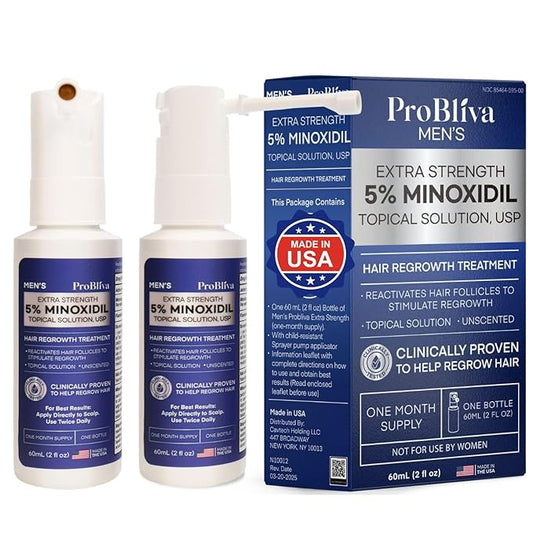 Minoxidil Hair Growth Treatment Spray: Clinically Proven 5% Minoxidil Treatment for Hair Loss & Thinning - Made in USA (2 Fl Oz (Pack of 2))