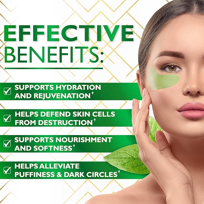 Green Tea Under Eye Patches 60 Pads - Matcha Under Eye Mask for Reducing Puffiness, Dark Circles, Wrinkles, Dull Skin, Fine Liners - Moisturizing Gel Pads with Hydrolized Collagen - All Skin Types