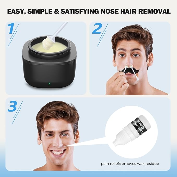 SUERBEATY Hard Wax Beads for Nose Ear Hair Removal, Nose and Ear Wax Kit for Men or Women, Refill Wax Beads for Eyebrow, Lip, Face, Creamy Scent, Painless, Portable, 100g