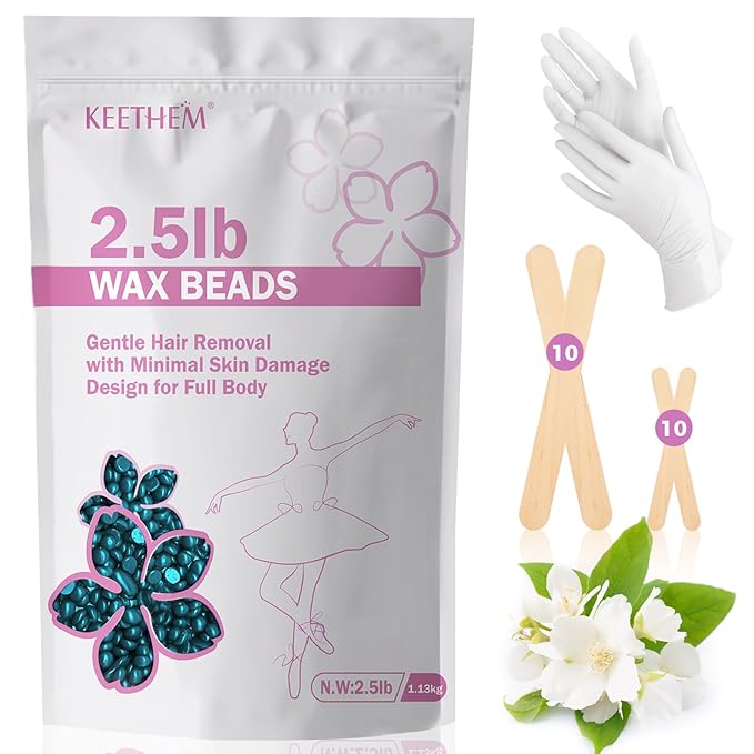2.5lb Wax Beads, Hard Wax Beads for Coarse Hair Removal and Sensitive Skin- Waxing Beads for Women Men - Hard Wax Recommended for Full Body Bikini Brazilian Waxing (Jasmine)