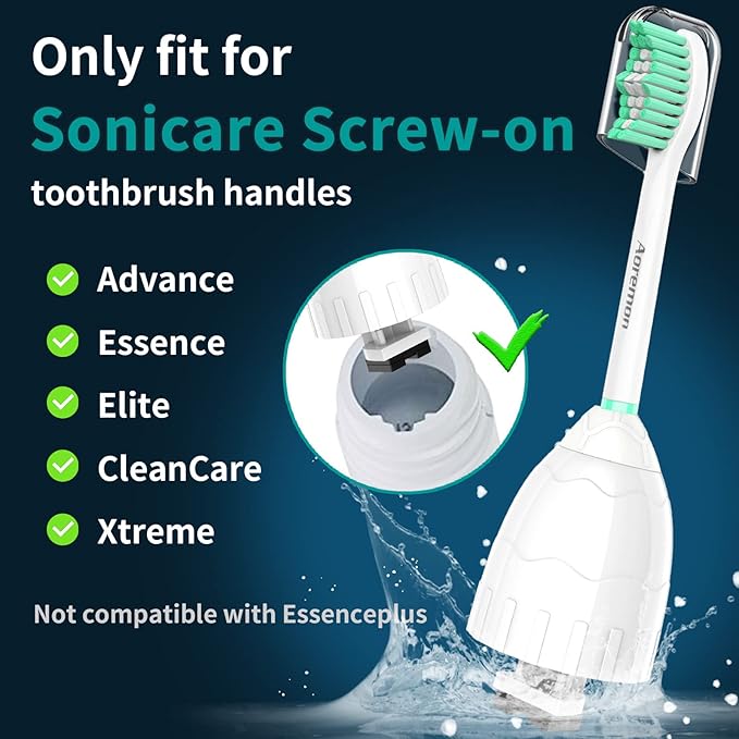 Aoremon Replacement Heads Compatible with Sonicare E-Series, Toothbrush Heads Come with Caps Fit for Sonicare Essence Xtreme Elite Advance and CleanCare Screw-on Toothbrush Handles, 5 Pack