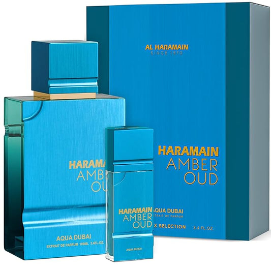Al Haramain Amber Oud Eau de Parfum – Aqua Dubai – Oud Cologne with Atomizer – Men's Perfume for Men: Bergamot, Green Notes, Mandarin, Melon, Pineapple, Amber, Vanilla, Musk, Mens Fragrances (3.33oz)
