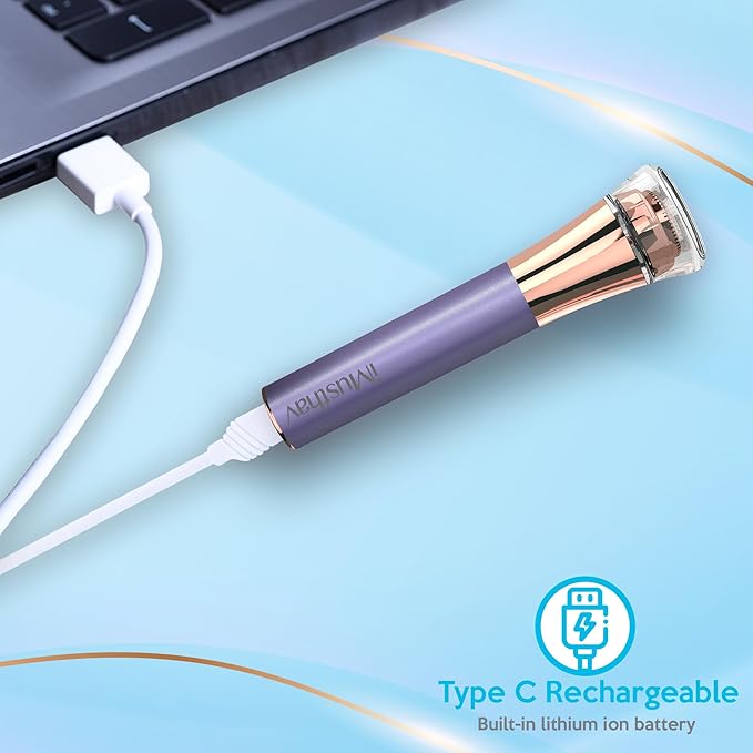 Facial Hair Remover for Women | 18K Gold 20mm Dual Ring Head | 360° LED Light USB Rechargeable