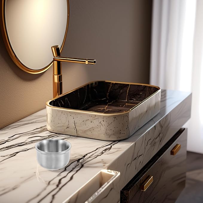 Yardwe Stainless Steel Shaving Soap Bowl Razor Foam Cup Wet Shaving Pot Gray 304 Metal Shave Bowl