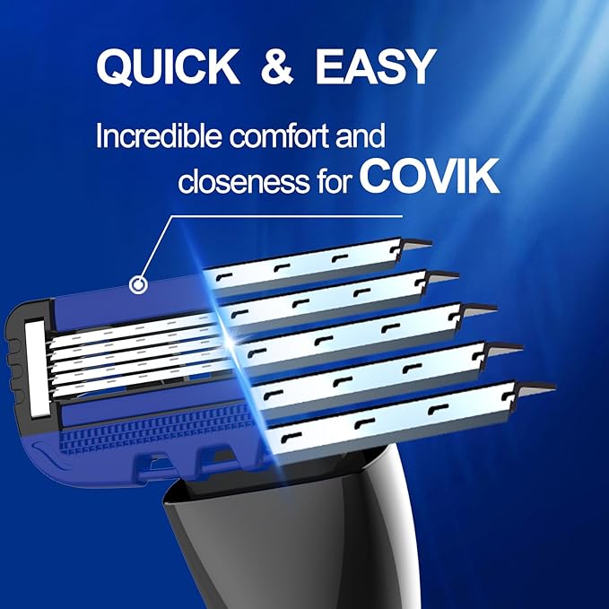 5Blade Razor for Men with Dual Lubrication Shaving Comfortable and Smooth Shaving Razors for Men, Handle & Cartridges (Cartridges fit Razor Handles only)