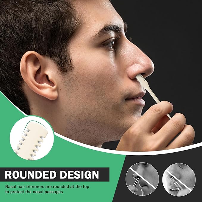 BEZOX Manual Nose Hair Trimmer (Pack of 4) - Rotating Nasal Hair Razor Cutter with Ear Picker for Women and Men - Portable Nostril Hair Remover Tools