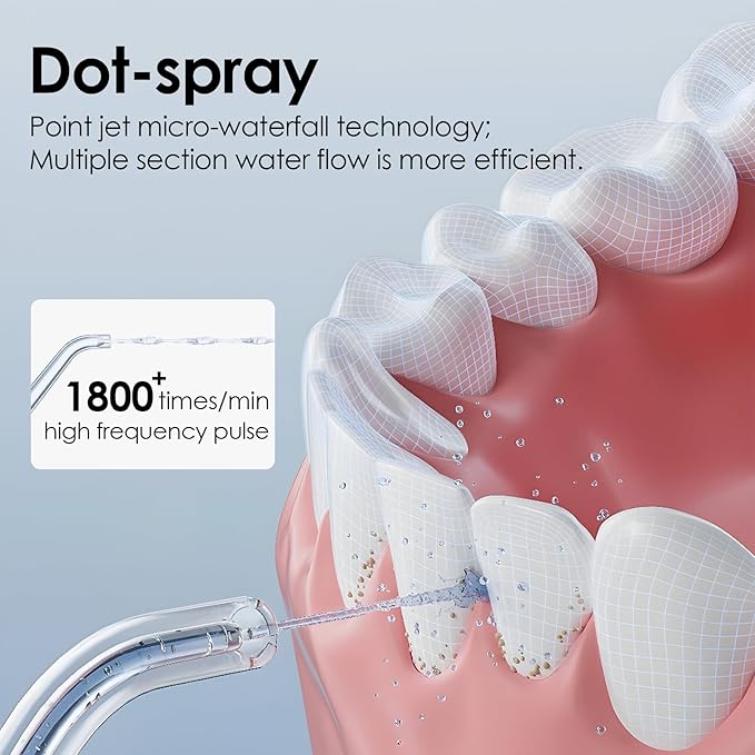 Portable Mini Water Flosser 225ML Long-Lasting Endurance Travel Cordless Oral Irrigator for Gum Care/Implants/Braces (Green(8Tips))