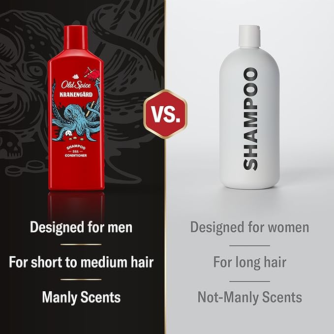 Old Spice Krakengard 2-in-1 Shampoo & Conditioner for Men, Healthier, Fuller, More Moisturized Looking Hair, 13.5 Fl Oz Each (Pack of 6)