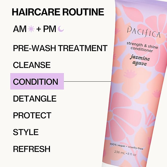 Pacifica Jasmine Agave Strength & Shine Conditioner – Repair Treatment for Dry, Damaged & Bleached Hair, Strengthens & Restores Shine, Clean Beauty, Vegan Cruelty-Free Dermatologist Tested
