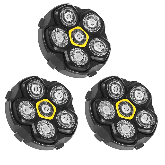 Magnetic 6D Shaver Replacement Heads – Universal Compatible with Kensen,DOAO,NIWUIO,Ufree,Solimpia & Most Most 6D Magnetic Electric Shavers for Bald Men & Face Shaving (3-Pack)