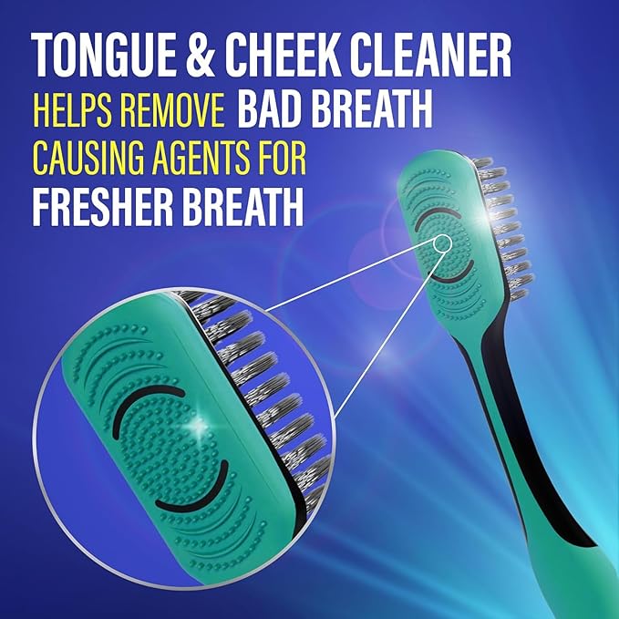 GuruNanda Gentle Giant Charcoal Toothbrush - Dual Action Flossing Spiral Bristles, Non-Slip Ergo Dexa Grip Handle, Helps in Teeth Whitening, BPA Free, 2ct (Pack of 3)