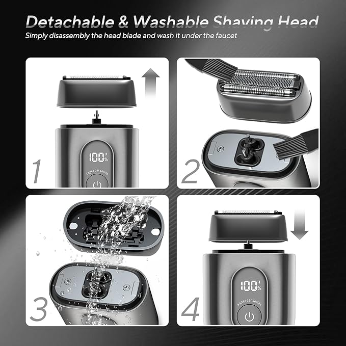 Electric Razor for Men Mini Electric Shavers for Men Portable Foil Shaver with Upgraded 3 Floating Razor Blades Wet/Dry Use USB Rechargeable LED Display