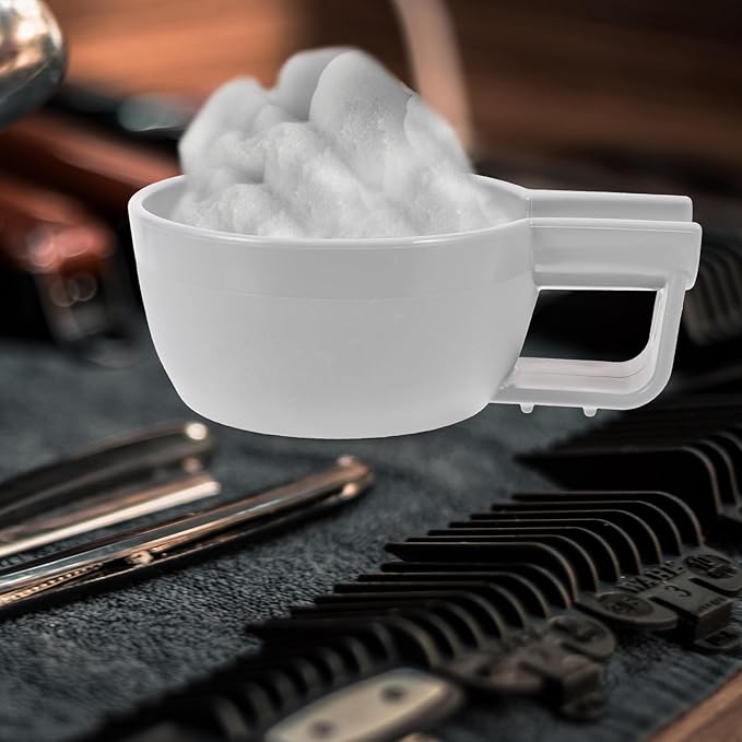 Shaving Soap Bowl for Men Handheld Plastic Shaving Cup Small Thickened Wide Mouth Foaming Bowl with 3d Texture Gray and Facial Grooming