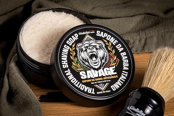 The Goodfellas' Smile, SAVAGE (Bergamot & Lemon), Luxury Italian Shaving Soap, Formulated for Use with A Shaving Brush, Made in Italy