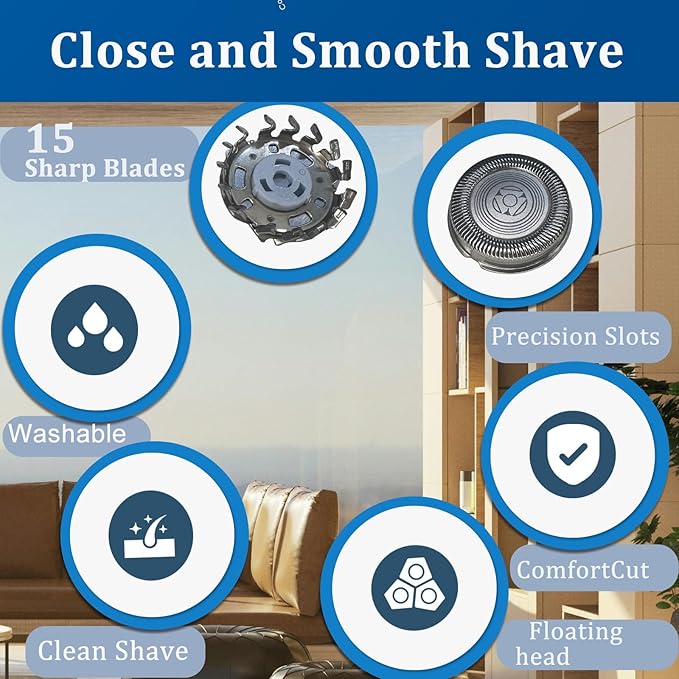 SH71 Replacement Heads Compatible with Phili*s Shavers Series 7000,Shaver Replacement Heads For S5000 (S5XXX),S7000 (S7XXX)