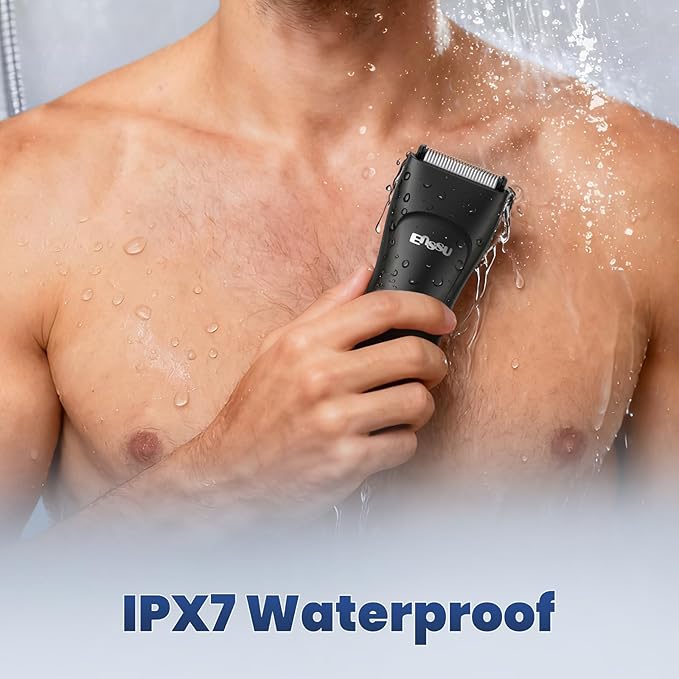 Body Hair Trimmer for Men, Electric Manscape Groin Trimmer with Skin-Safe Ceramic Blade, Waterproof Ball Trimmer for Chest, Beard, and Pubic Hair