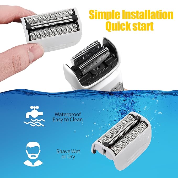SPF-7580 Replacement Head and Cutter Assembly Compatible with Remington PF7580,PF7400,PF7500,and PF7600 Foil Shavers，2 PACK（White）