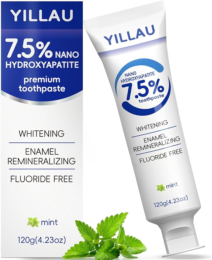 Hydroxyapatite Toothpaste, Nano Hydroxy 7.5%, Fluoride Free, for Sensitive Teeth Enamel Protection, Dent Whitening, Remineralizing, Nano Hydroxyapatite Toothpaste, Dent Protection, Fresh Breath