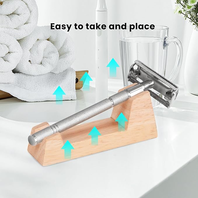 Wooden Safety Razor Stand - for Henson AL13 / AL13-M / Ti22 - Stand of Minimalism to Hold Your Razor - Luxury Razor Display Stand for Storing Your Razor