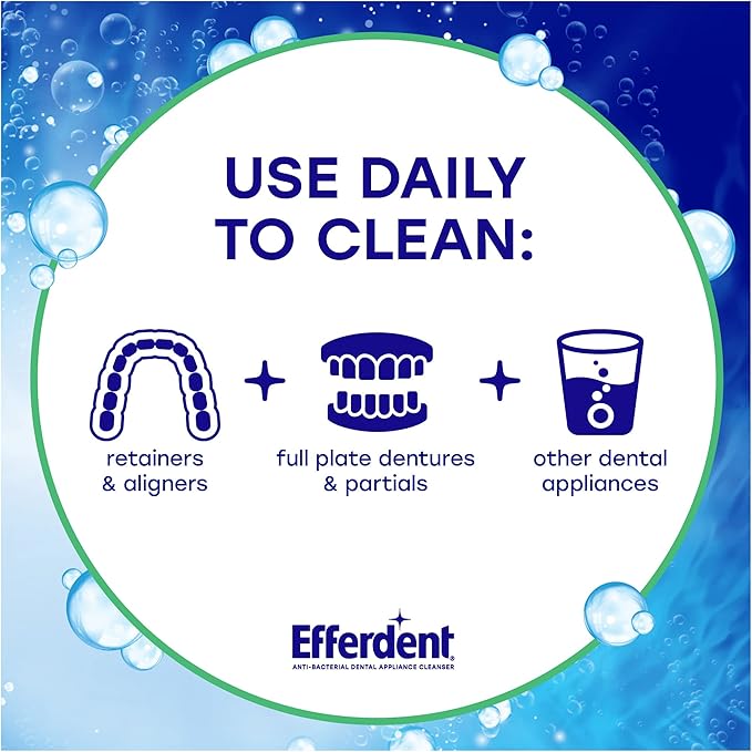 Efferdent Denture Cleaner Tablets – Dental Appliances, Aligners, Mouth Guard, and Retainer Cleaner Tablets, Minty Fresh & Clean, 126 Count