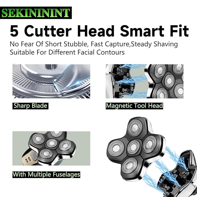 Upgrade Universal Head Shaver Replacement Heads Compatible with Freebird Shaver, Full dual blade ring design Replacement Heads For Wyklaus Head Shavers for Bald Men (Silvery)