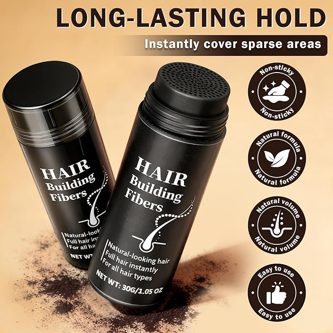 Hair Fibers for Thinning Hair for Men & Women Hair Building Fibers Instant Cover Up & Volume Instantly Hair Filler - 02 Dark Brown