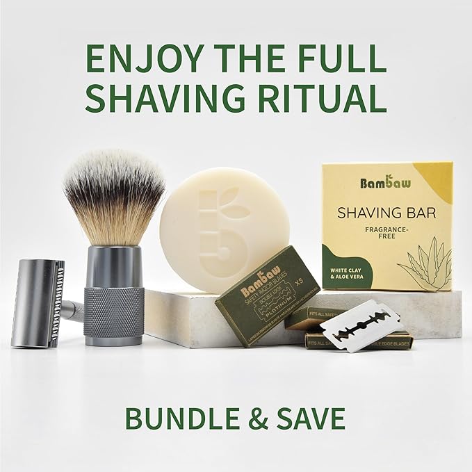 Bambaw | Shaving Soap Bar | 2.8 oz | Organic White Clay & Aloe Vera Shaving Bar | Shaving Soap Puck Sensitive Skin | Natural Shaving Soap | Vegan Shave Bar | Shaving Soap Unscented