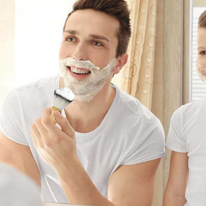 Aethland Personalized Custom Shaving Brush Set for Men Dad, Name Engraved Handcrafted Men's Shaving Brush for Men's Grooming Hair Wet Shave Men Boyfriend Father's Day Gift