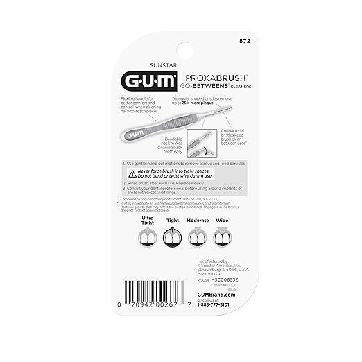 GUM Proxabrush Go-Betweens - Tight - Interdental Brushes - Soft Bristled Dental Picks for Plaque Removal Health - Safe for Braces & Dental Devices, 10 Count (Pack of 4)