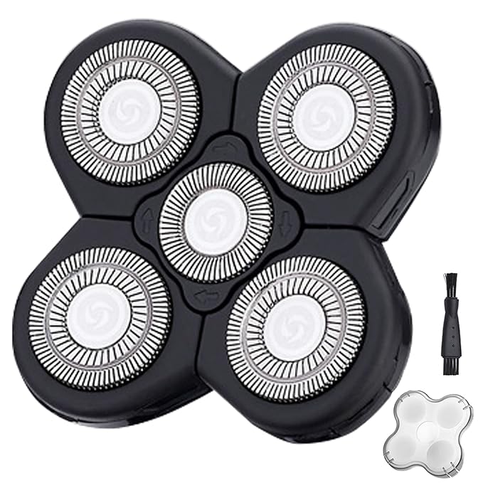 5 Blades Shaver Replacement Heads for Bald Men Easy to Clean Electric Shaver with Blade Cover