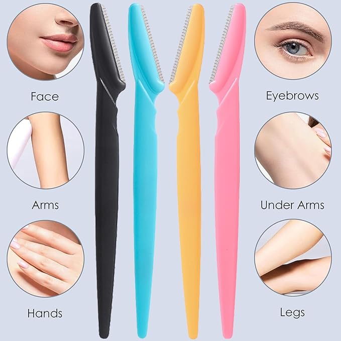 18Pcs Eyebrow Razor Multipurpose Exfoliating Dermaplaning Tool Trimming and Shaving Grooming Eyebrow Face Razor and Eyebrow Shaper for Women 3 Colors