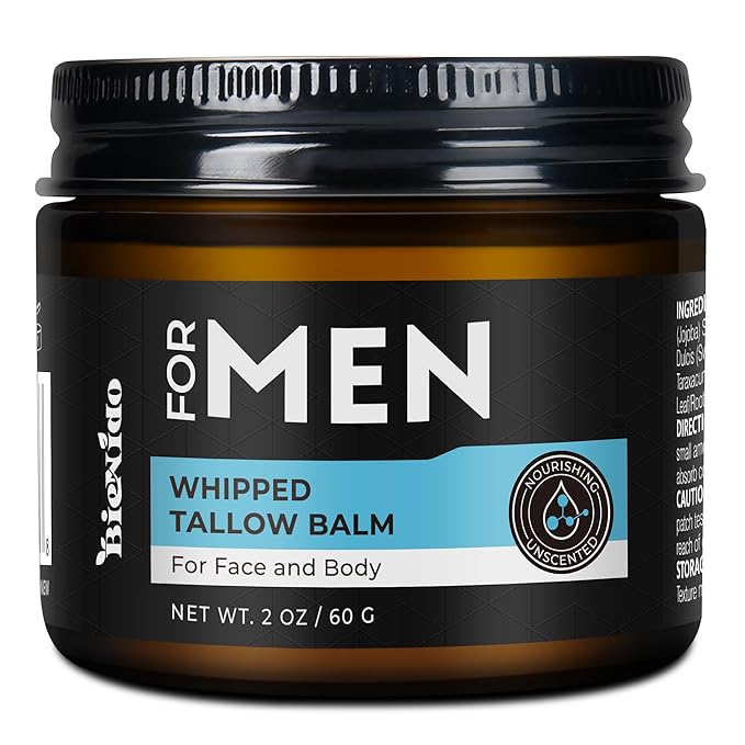 Wrinkle Defense Tallow Balm for Men – Anti-Aging Whipped Beef Tallow with Jojoba Oil for Deep Hydration, Clean Scent Non-Greasy Skincare for Men