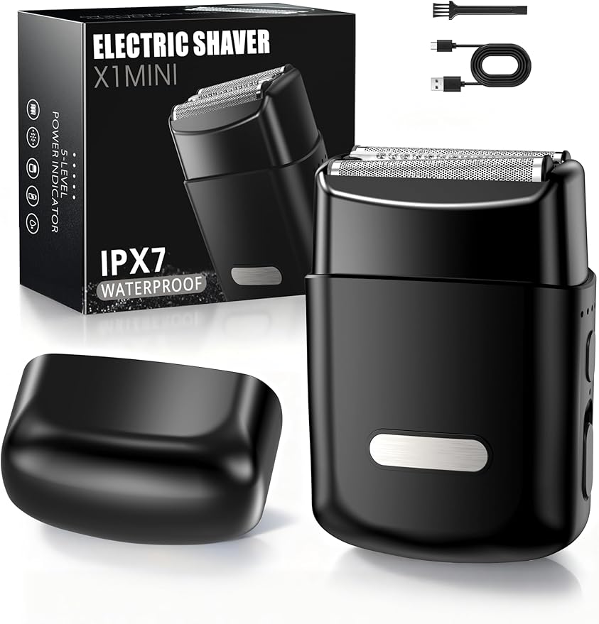 Electric Foil Shavers for Men: Mini Electric Razor with 3D Floating Blades for Smooth Shaving, IPX7 Waterproof & USB-C Fast Charge Cordless Face Shaver, Portable Home & Travel Grooming Gift