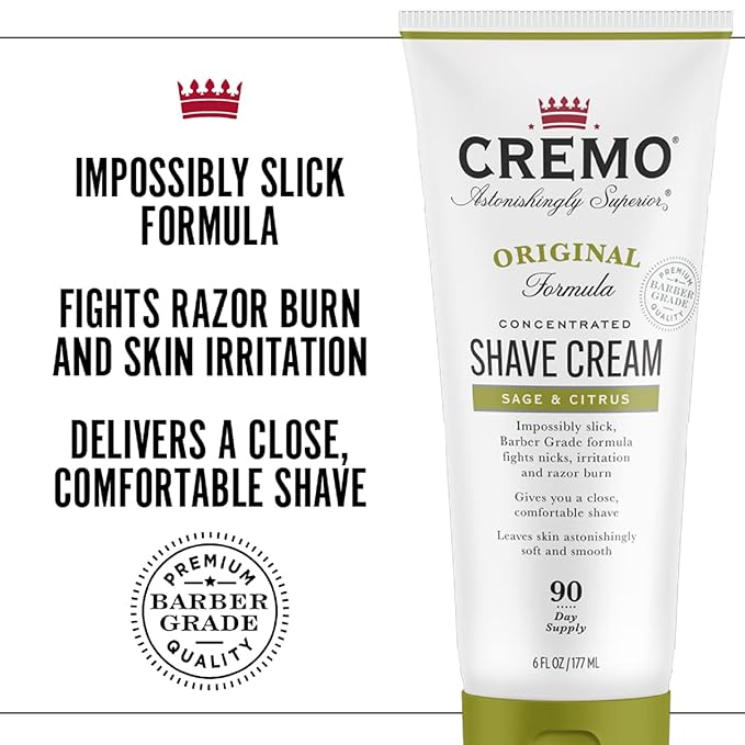 Cremo Barber Grade Sage & Citrus and Silver Water & Birch Shave Creams, Ultra-Slick Shaving Cream for Men, 6 Fl Oz Each