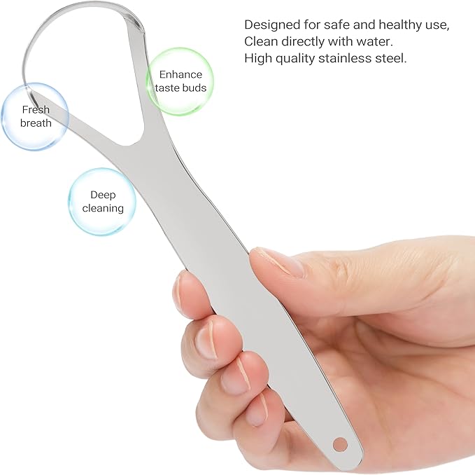 2-Pack Tongue Scaper for Kids and Adults, Reduce Bad Breath, Metal Tongue Scraper, Tongue Cleaner, Tongue Scraper, Tongue Cleaner for Kids and Adults