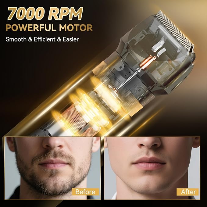Beard Trimmer for Men - 42 Adjustable Length Settings Hair Clippers, Christmas Gift Professional Body Hair Trimmer for Men Precision Facial Hair Trimming Nose Trimmers LED Display Mustache Trimmers