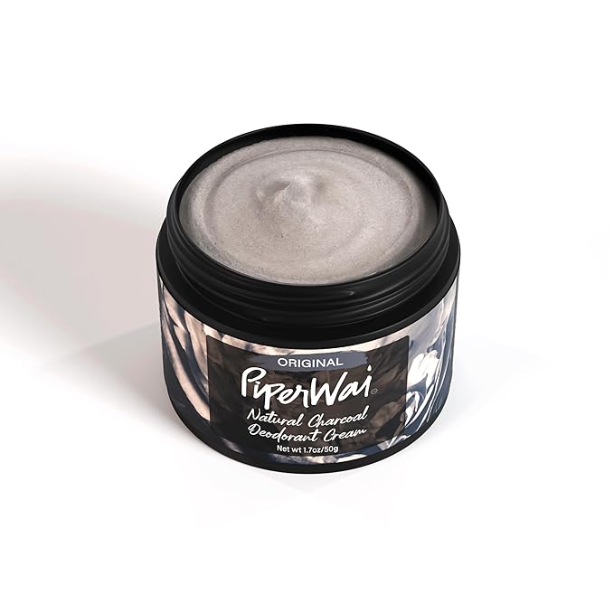 PiperWai Natural Deodorant Cream w/Activated Charcoal | 24-Hour Sweat Protection, Vegan, Aluminum Free Deodorant for Women & Men | Travel Essential Shark Tank Product | 2 oz Scented Single Jar