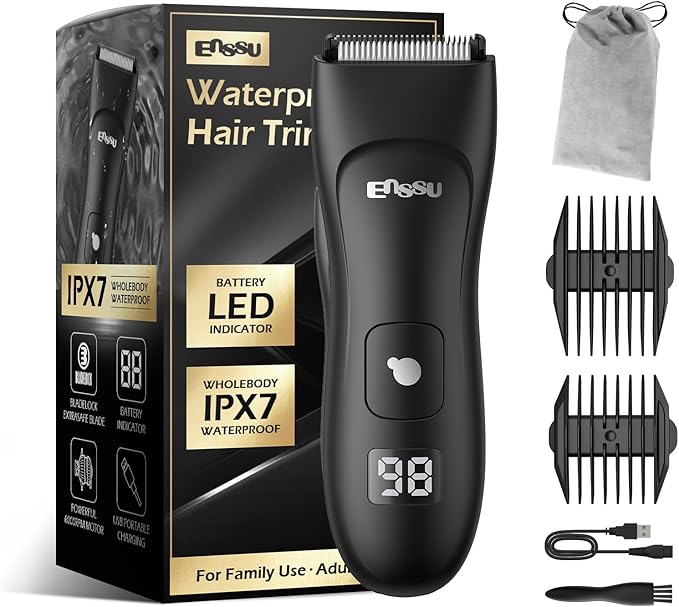 Body Hair Trimmer for Men, Electric Manscape Groin Trimmer with Skin-Safe Ceramic Blade, Waterproof Ball Trimmer for Chest, Beard, and Pubic Hair