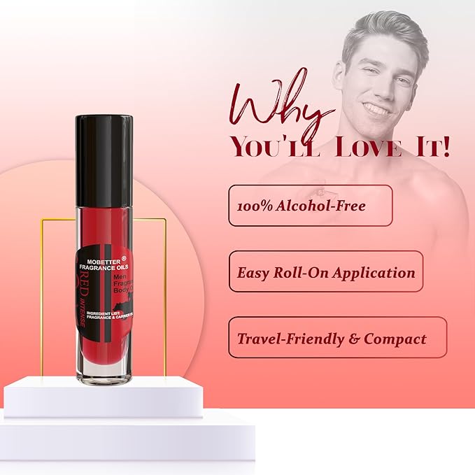 MOBETTER FRAGRANCE OILS Pola Red Intense Cologne Body Oil for Men (10ml Roll On)