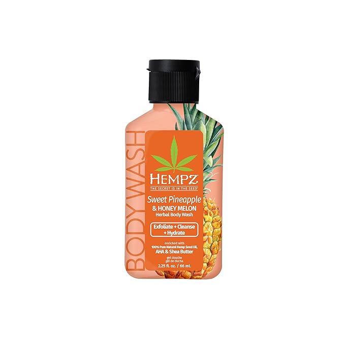Hempz NEW Mini Body Wash, Sweet Pineapple & Honey Melon Travel Size Shower Gel, 2.25 oz.