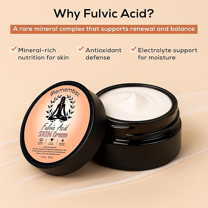 Fulvic Acid Skin Cream – Hydrating Face & Body Moisturizer with Aloe Vera, Shea Butter & Vitamin E | Nourishes, Soothes & Softens Dry, Sensitive, and Irritated Skin | For Women & Men | 2 oz.Ho