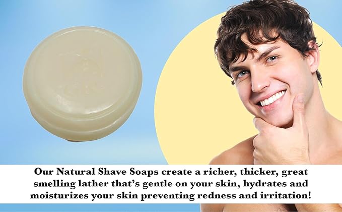 GENTS 97% All Natural Shave Soap Set for Men, Fragrance Free Shaving Soap with Shea Butter for Sensitive Skin