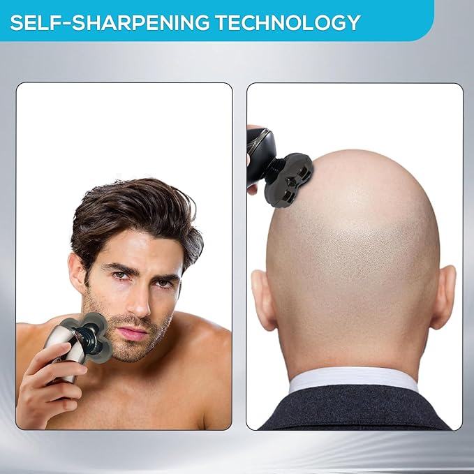 Magnetic Head Shaver Replacement Heads, 5 Double Ring Waterproof Rotary Razor Blades for Bald Men Compatible with Freebird wyklaus shpavve(Silver) (silver5D)