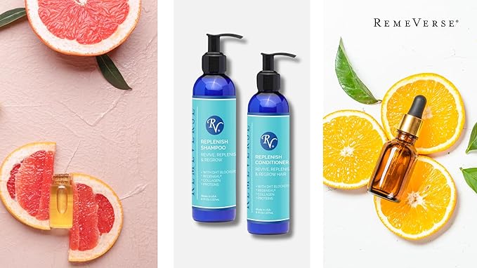 RemeVerse Replenishing Shampoo - Cleanses Scalp & Fortifies Follicle Strand with Redensyl, Infused with Biotin for Thinning Hair and Protein for Smooth Follicle Strand - Citrus Scent Shampoo 8 Fl Oz